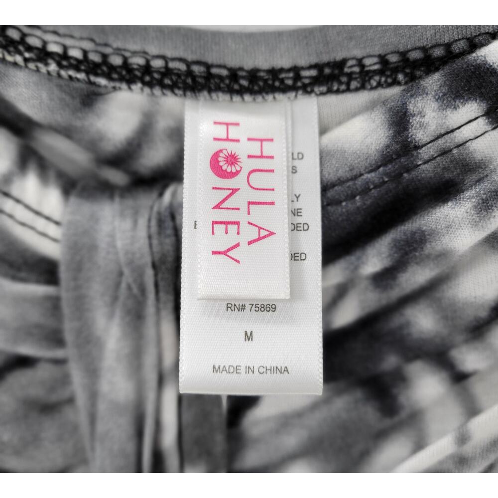 Hula Honey Womens Dress Medium Gray White Tie Dye Strapless Maxi Summer Beach - Picture 7 of 12